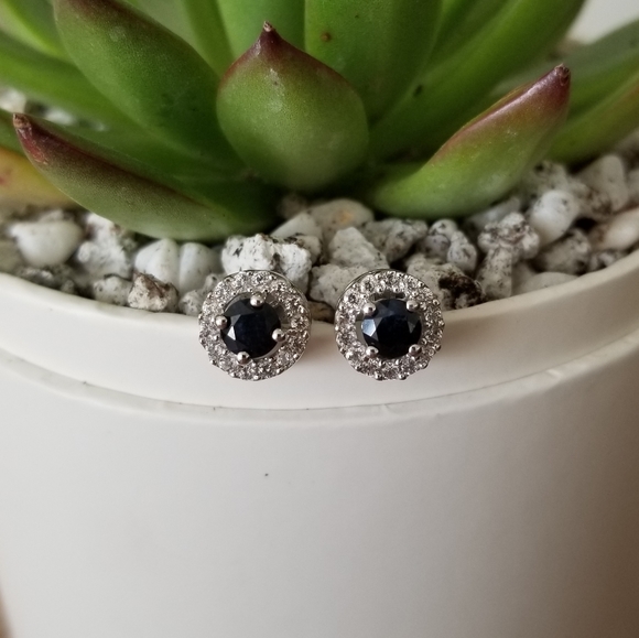 Vintage Jewelry - ⚡SOLD⚡Natural Sapphire SS Stud Earrings